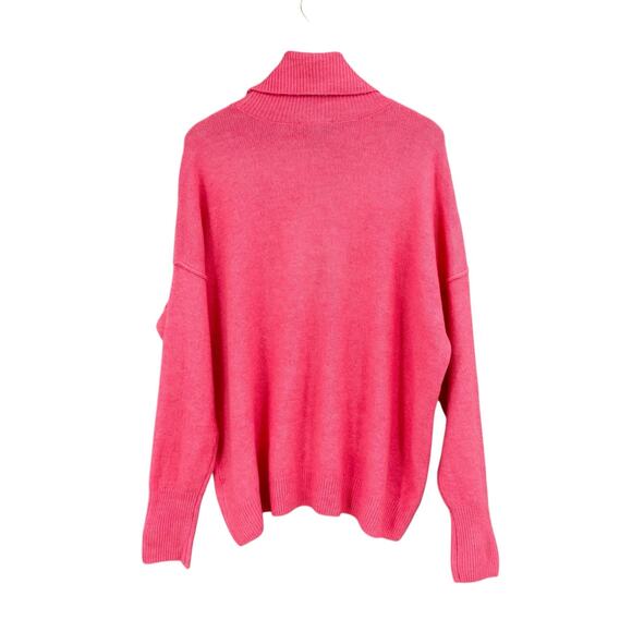 Vince Camuto NWT Bright Pink Plush Knit Oversized Long Sleeve Turtleneck Sweater - Picture 10 of 15